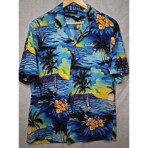 Royal Creations Hawaiian Butto Shirt Short Sleeve, Sz Large, Made In Hawaii